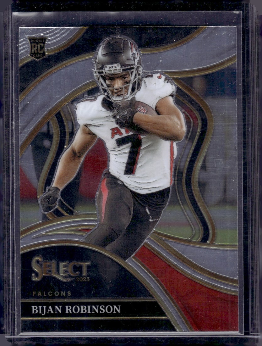 Bijan Robinson Rookie Card 2023 Panini Select #296 Atlant Falcons: Panini Select, Prizm, Mosaic, Contenders, Zenith, Phoenix, Illusions, Absolute, Rookie NFL Sports Trading Cards, SP, SSP, Cards, Football Cards for Sale Near Me, Superbowl & Hall of Fame Player Cards,