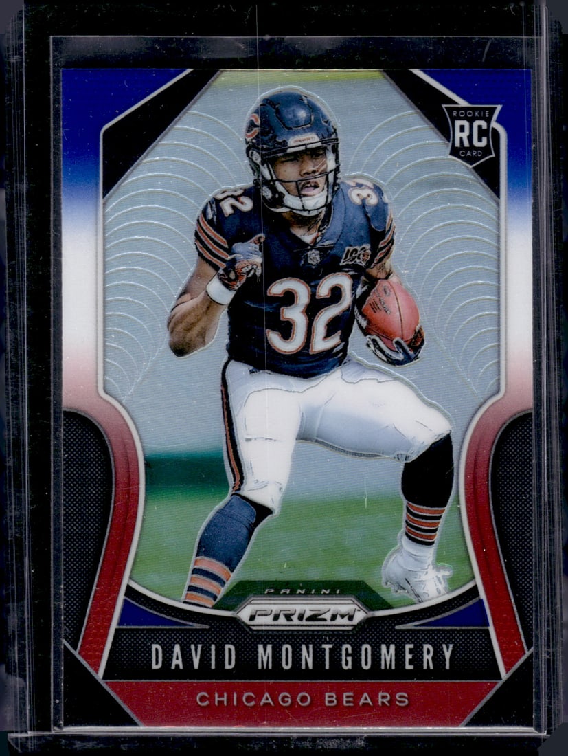 David Montgomery Rookie Card Red White Blue Prizm 2019 Panini Prizm #327 Bears, Lions (1 of 2)