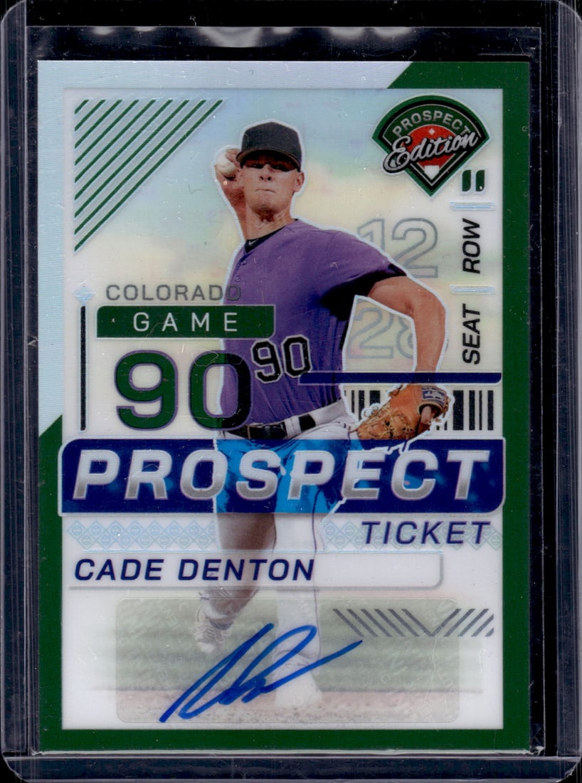 Cade Denton Green Prospect Ticket Auto 2024 Panini Prospect Edition #142 (1 of 2)