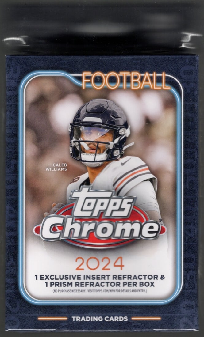 2024 Topps Chrome Football Hanger Box - Jayden Daniels, Bo Nix, Drake Maye, Prism Refractors,: Topps Football NFL Trading & Sports Cards, Rookie Cards in this Set Are Jayden Daniels, Bo Nix, JJ McCarthy, Marvin Harrison Jr, Refractors, Prism Refractors, X-Fractors, Sports Cards for Sale Near Me
