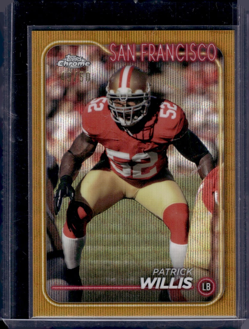 Patrick Willis Gold Wave Refractor /50 2024 Topps Chrome #180 49ers Football Card (1 of 2)