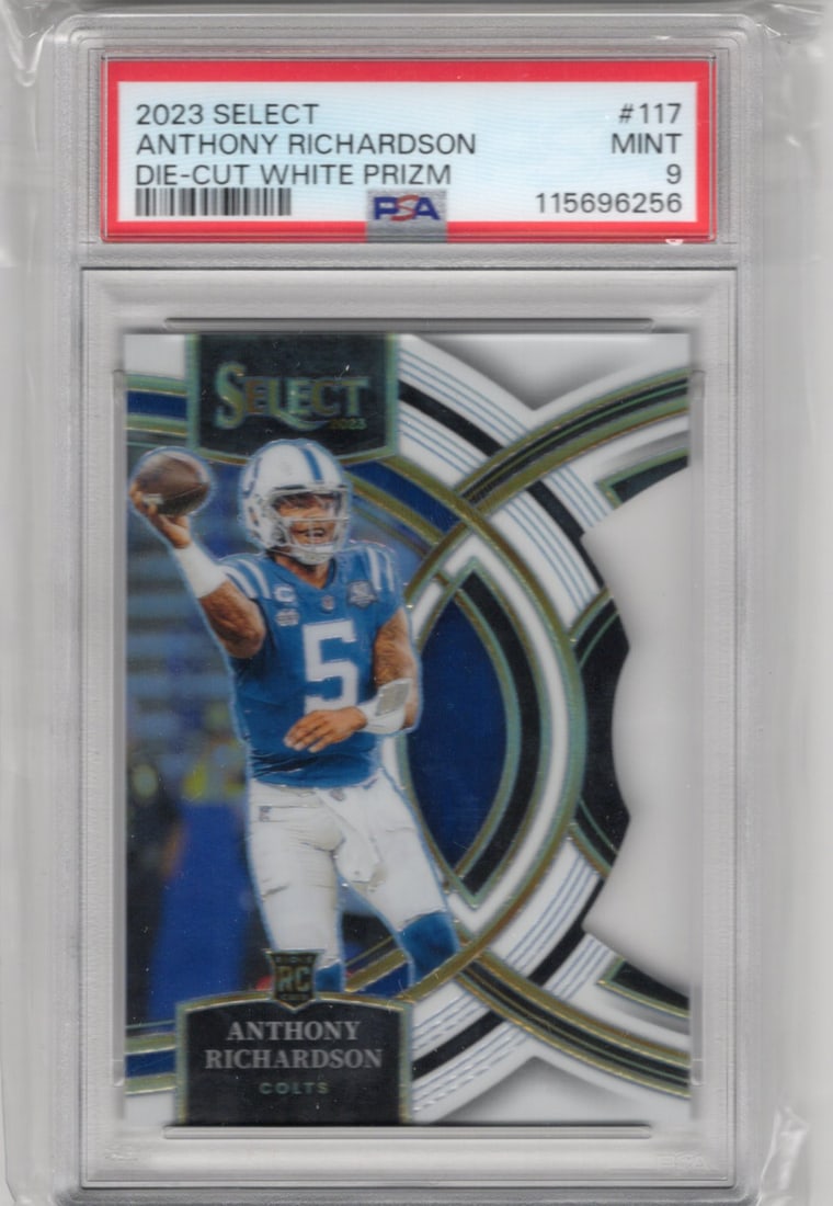 Anthony Richardson Rookie Card White Prizm Die Cut /199 2023 Panini Select #117 PSA 9 (1 of 2)