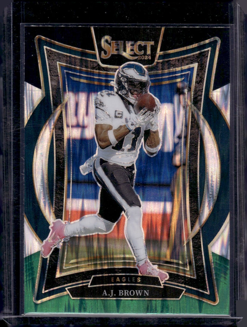 Aj Brown Black/Green Shock Prizm 2024 Panini Select #2 Philadelphia Eagles (1 of 2)