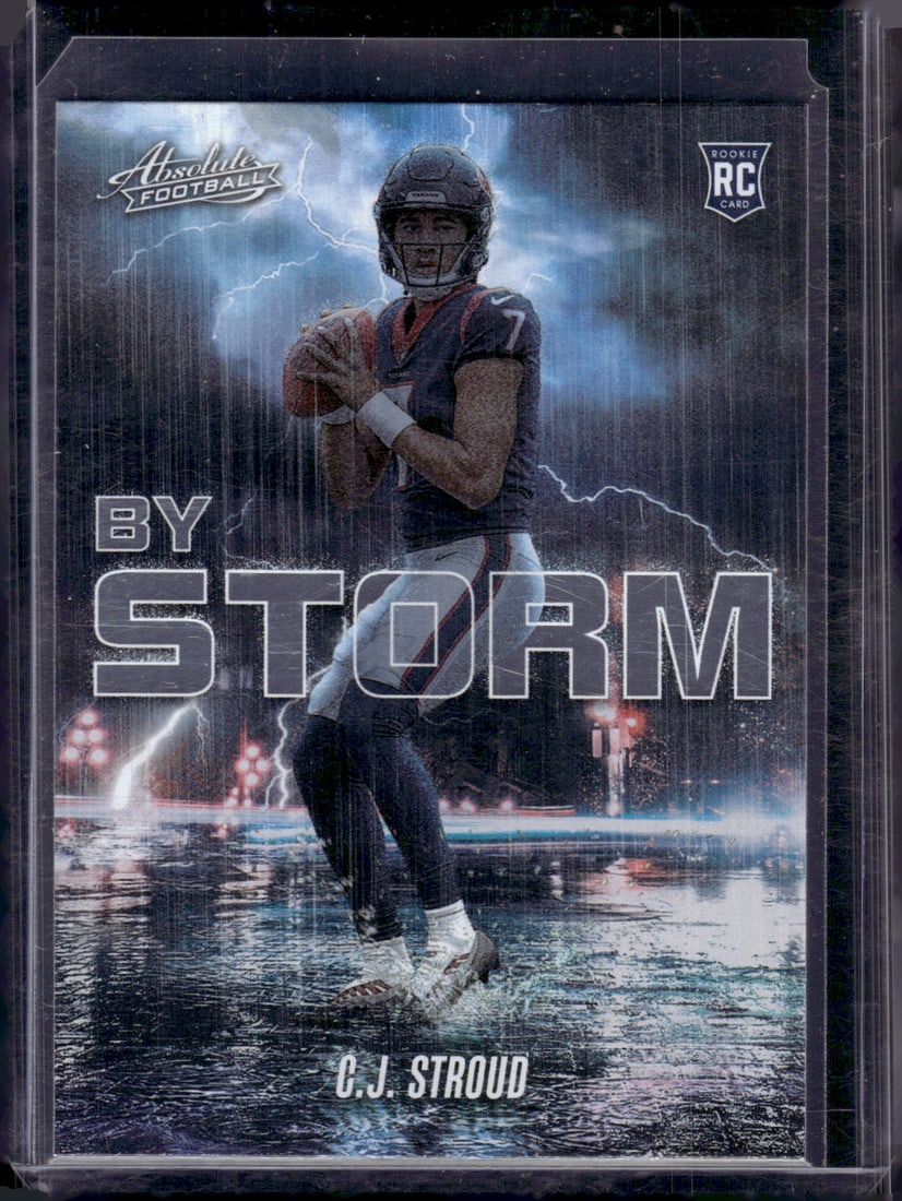 Cj Stroud Rookie Card By Storm 2023 Panini Absolute #BST-2 Houston Texans Football Card: Panini Select, Prizm, Mosaic, Contenders, Zenith, Phoenix, Illusions, Absolute, Rookie NFL Sports Trading Cards, SP, SSP, Cards, Football Cards for Sale Near Me, Superbowl & Hall of Fame Player Cards,