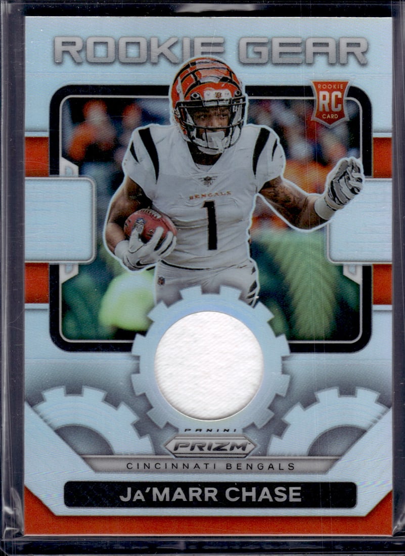 Ja'Marr Chase Rookie Card Silver Prizm Patch 2021 Panini Prizm #RG-7 Bengals Football Card (1 of 2)