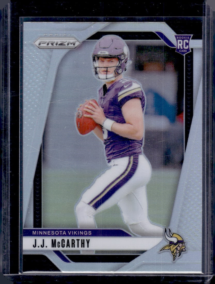 JJ McCarthy Rookie Card Silver Prizm 2024 Panini Prizm #400 Minnesota Vikings (1 of 2)