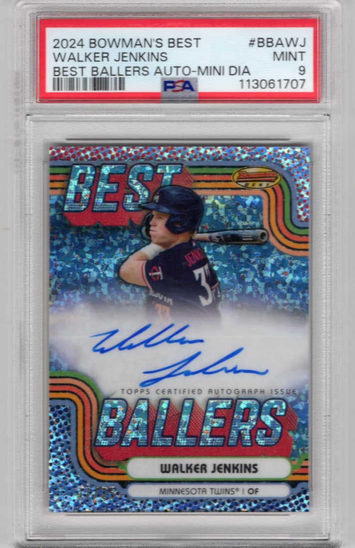 Walker Jenkins Mini Diamond Auto /25 2024 Bowman's Best #BBA-WJ PSA 9 Minnesota Twins (1 of 2)