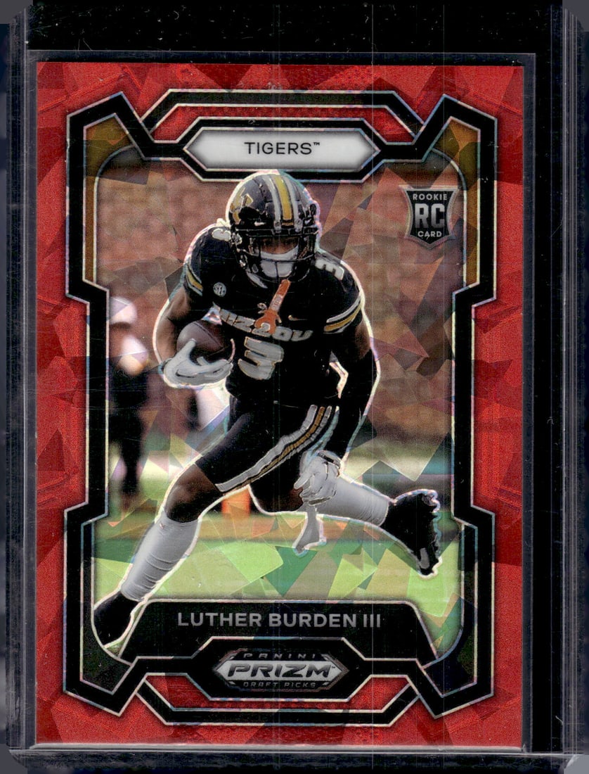 Luther Burden Red Cracked Ice Rookie Card 2024 Prizm Draft Picks #198 Missouri: Panini Select, Prizm, Mosaic, Contenders, Zenith, Phoenix, Illusions, Absolute, Rookie NFL Sports Trading Cards, SP, SSP, Cards, Football Cards for Sale Near Me, Superbowl & Hall of Fame Player Cards,