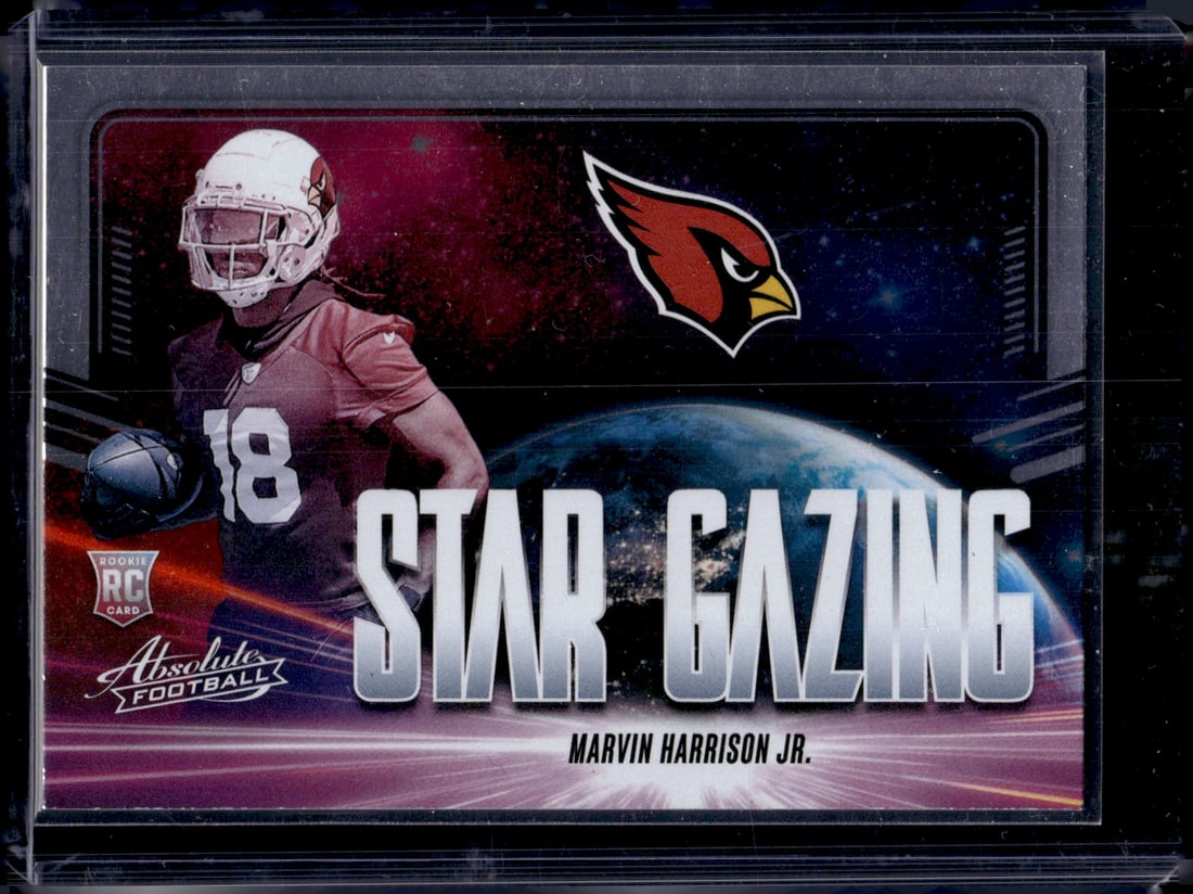Marvin Harrison Jr. Rookie Card Stargazing 2024 Panini Absolute #SG-MHJ Cardinals: Panini Select, Prizm, Mosaic, Contenders, Zenith, Phoenix, Illusions, Absolute, Rookie NFL Sports Trading Cards, SP, SSP, Cards, Football Cards for Sale Near Me, Superbowl & Hall of Fame Player Cards,