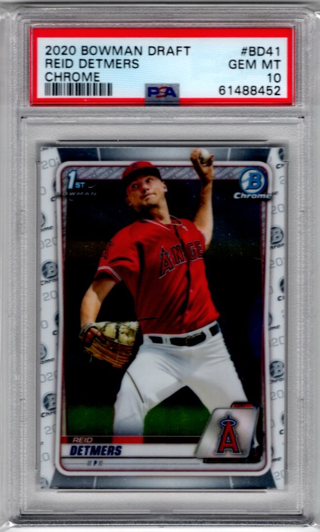 Reid Detmers 1st Bowman Chrome 2020 Bowman Draft #BD41 PSA 10 Angels Baseball Card (1 of 2)