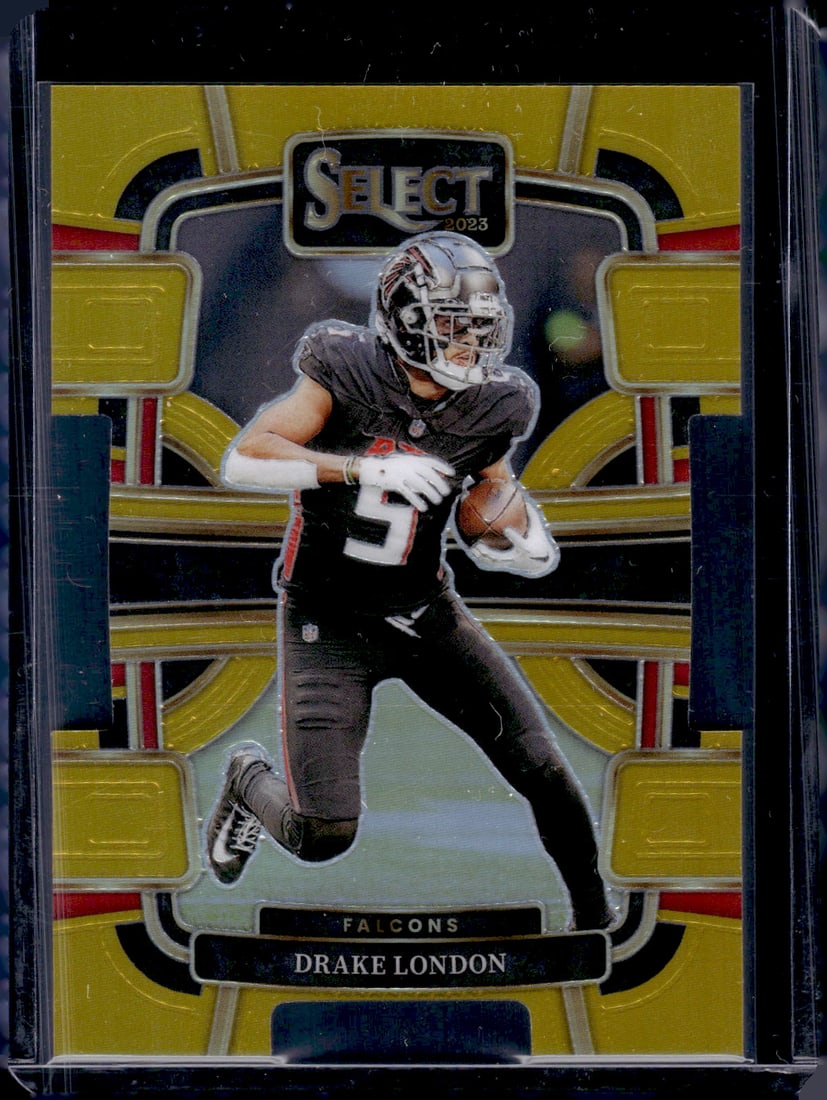 Drake London Gold Prizm Die Cut /10 2023 Panini Select #6 Atlanta Falcons Football Card: Panini Select, Prizm, Mosaic, Contenders, Zenith, Phoenix, Illusions, Absolute, Rookie NFL Sports Trading Cards, SP, SSP, Cards, Football Cards for Sale Near Me, Superbowl & Hall of Fame Player Cards,