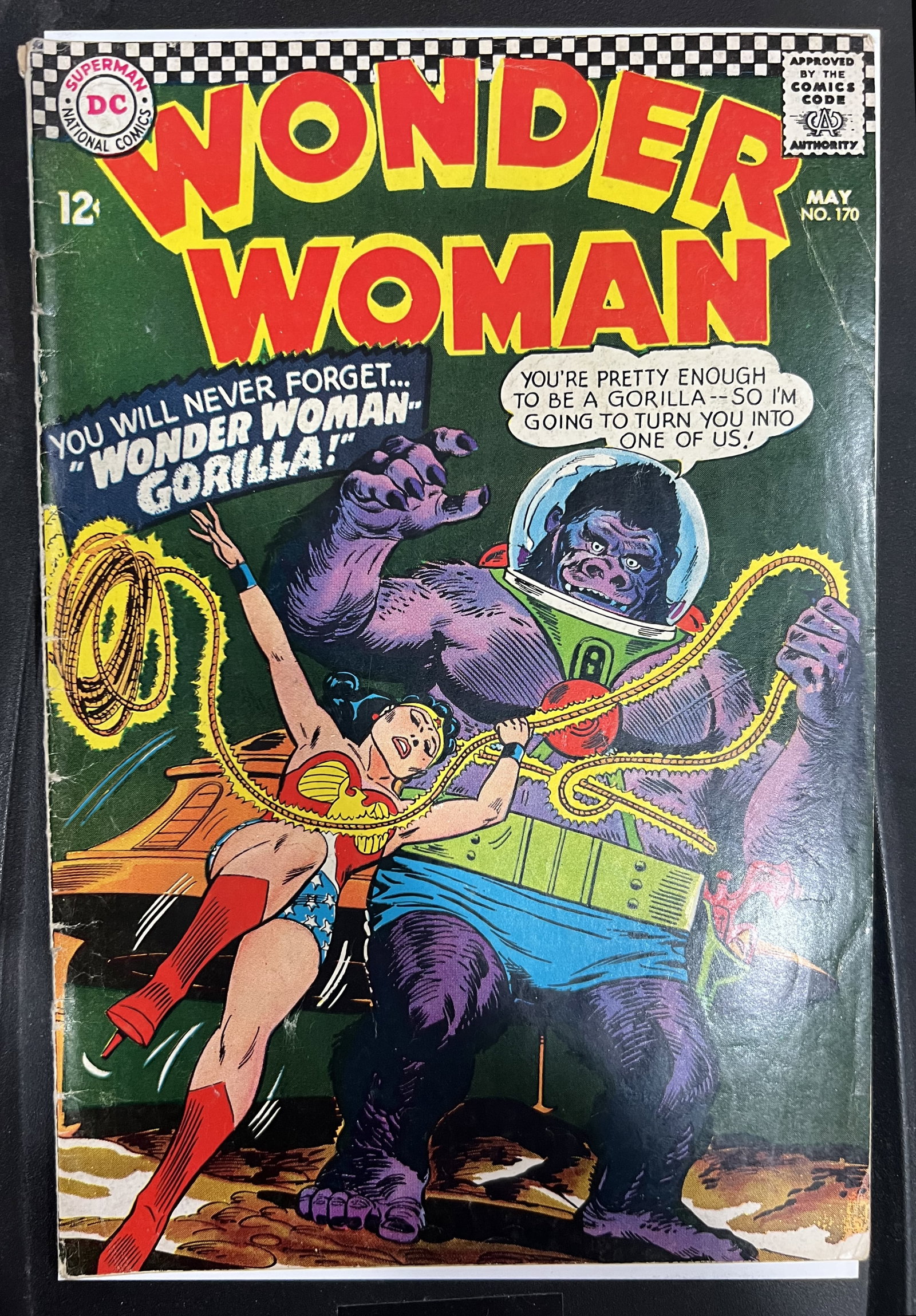 Wonder Woman Vintage DC Comic Book #170 1965 May, Silver Age Comic Book, Gorilla (1 of 3)
