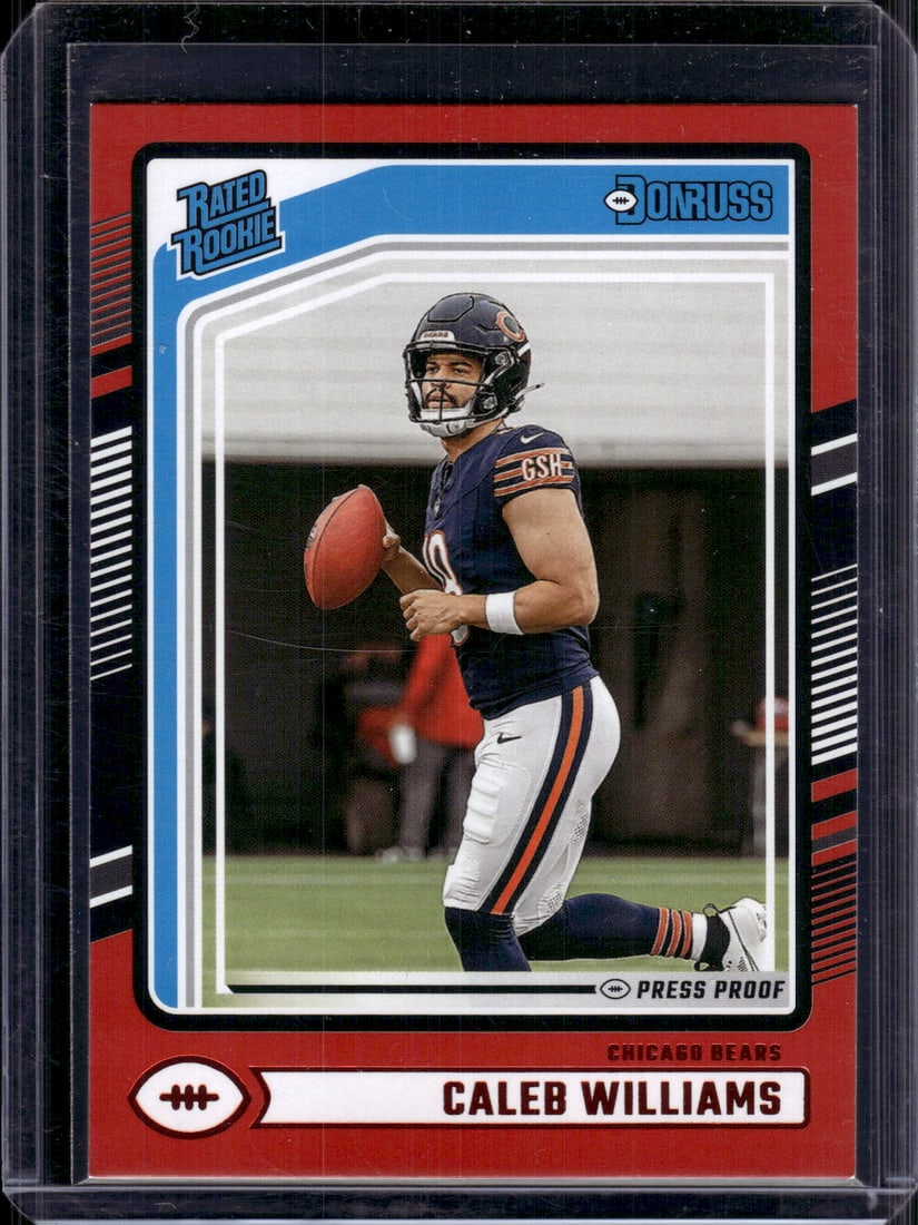 Caleb Williams Rookie Card Red Press Proof 2024 Panini Donruss #327 Chicago Bears (1 of 2)
