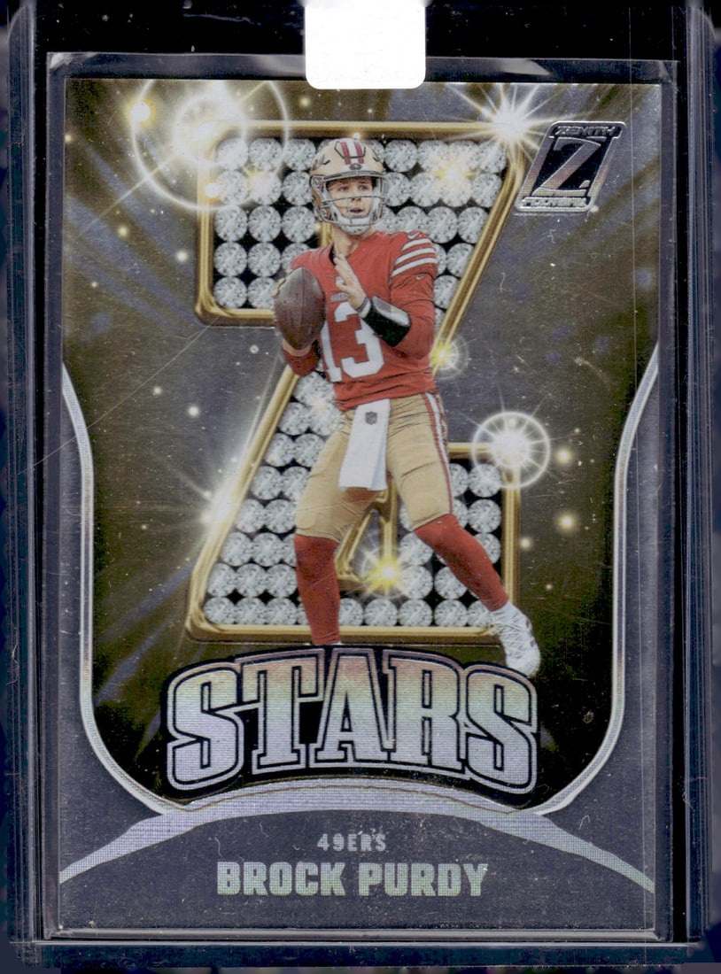 Brock Purdy Z Stars 2023 Panini Zenith #4 49ers Football Card: Panini Select, Prizm, Mosaic, Contenders, Zenith, Phoenix, Illusions, Absolute, Rookie NFL Sports Trading Cards, SP, SSP, Cards, Football Cards for Sale Near Me, Superbowl & Hall of Fame Player Cards,