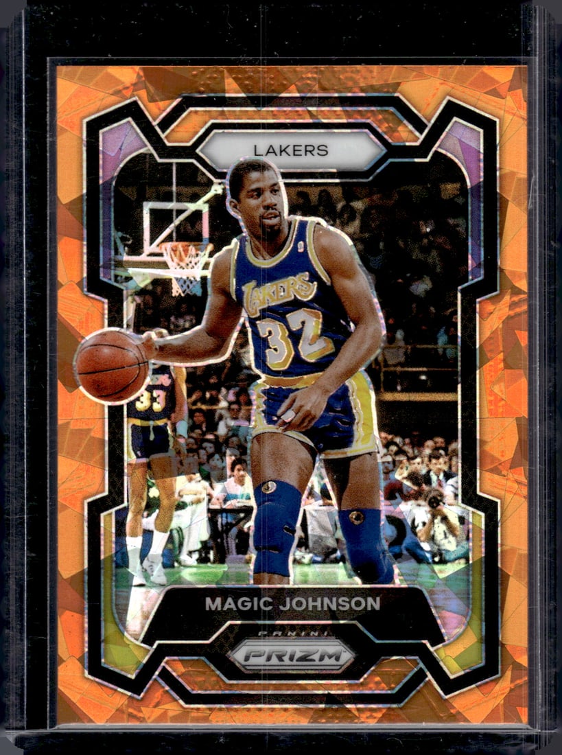 Magic Johnson Orange Cracked Ice 2023-24 Panini Prizm #185 Los Angeles Lakers (1 of 2)