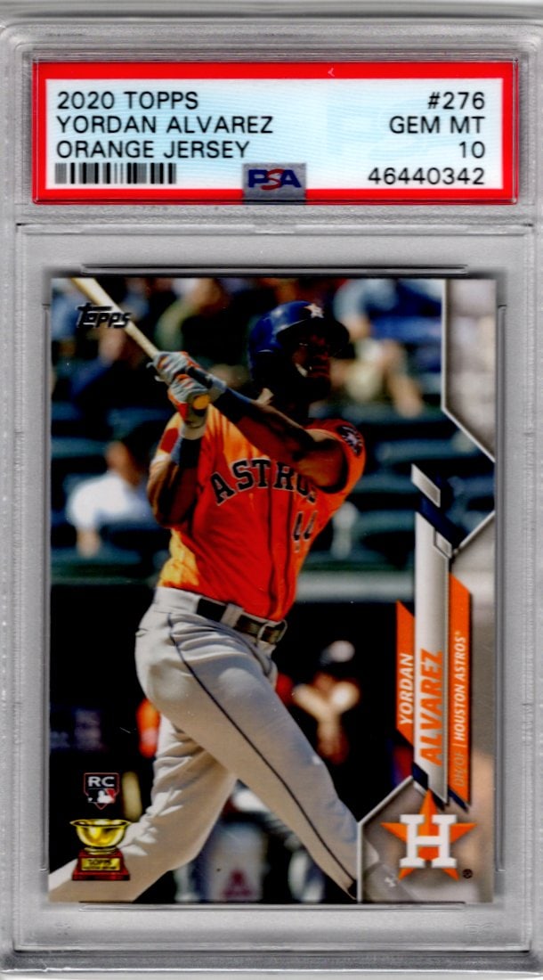 Yordan Alvarez Rookie Card Orange Jersey 2020 Topps #276 PSA 10 Houston Astros (1 of 2)