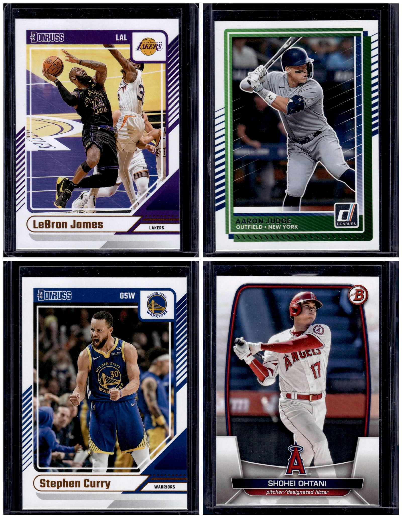 Lot of 4 Superstar Base Cards. Shohei Ohtani, LeBron James, Aaron Judge, Stephen Curry (1 of 1)