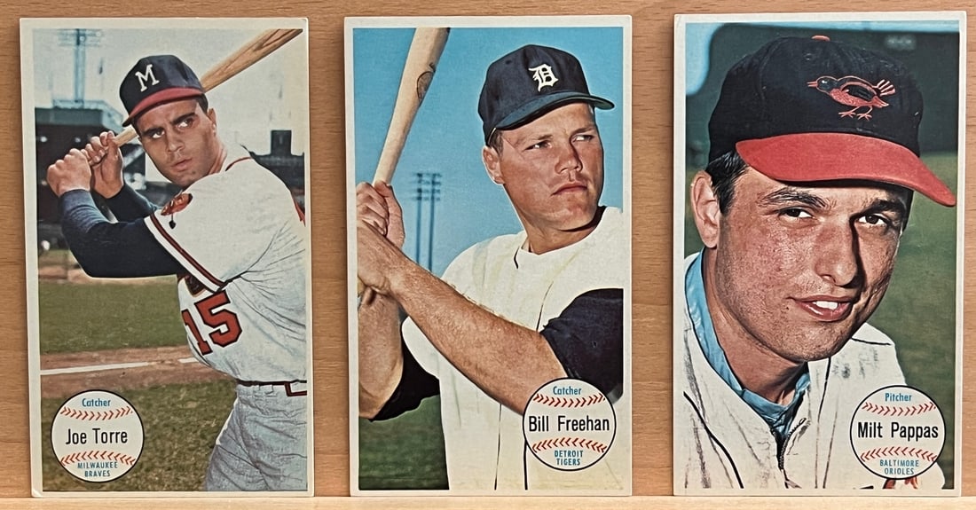 Lot of 3 1964 Topps Giants Joe Torre, Bill Freehan, Milt Pappas Vintage Baseball Cards (1 of 2)