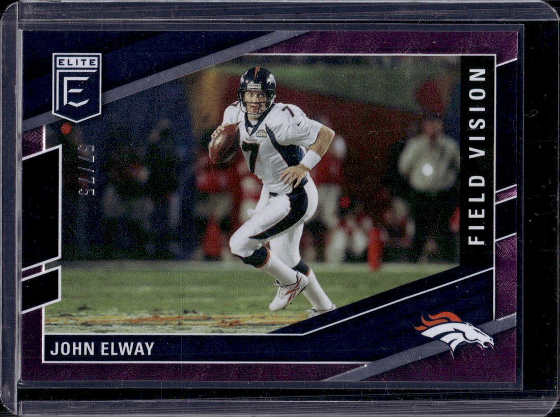 John Elway Field Vision Purple /75 2022 Donruss Elite #FV10 Denver Broncos (1 of 2)