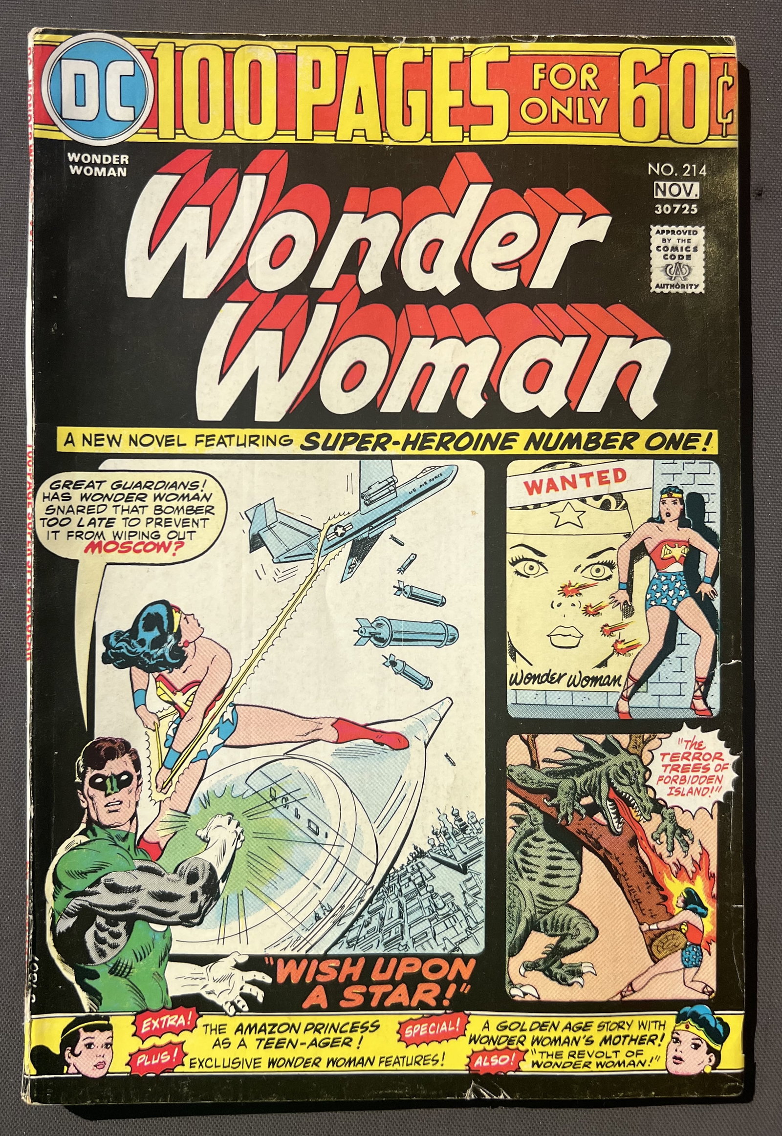 Wonder Woman Vintage DC Comic Book, 1974 #214, 100 Pages! A New Novel Featuring the Super Heroine! (1 of 3)