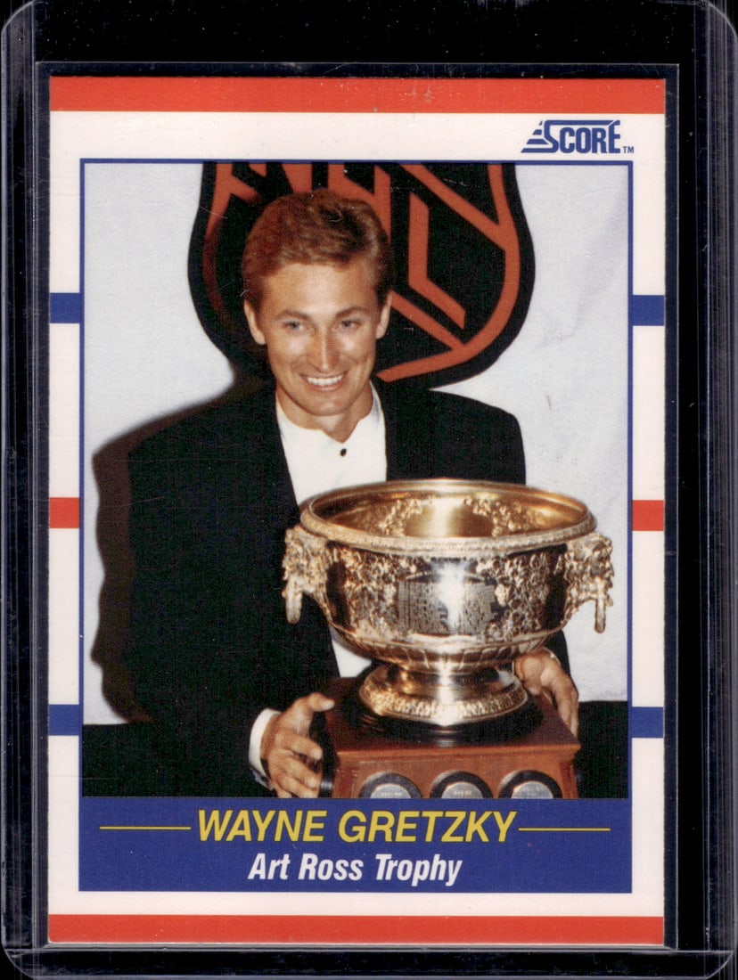 Wayne Gretzky Art Ross Trophy 1990 Score #361 Kings, Oilers: Score Vintage NHL Hockey Trading & Sports Cards, Old Sports Cards for Sale Near Me, Stanley Cup & Hall of Fame Players, Valuable Auction Memorabilia Lots for Sale On Line