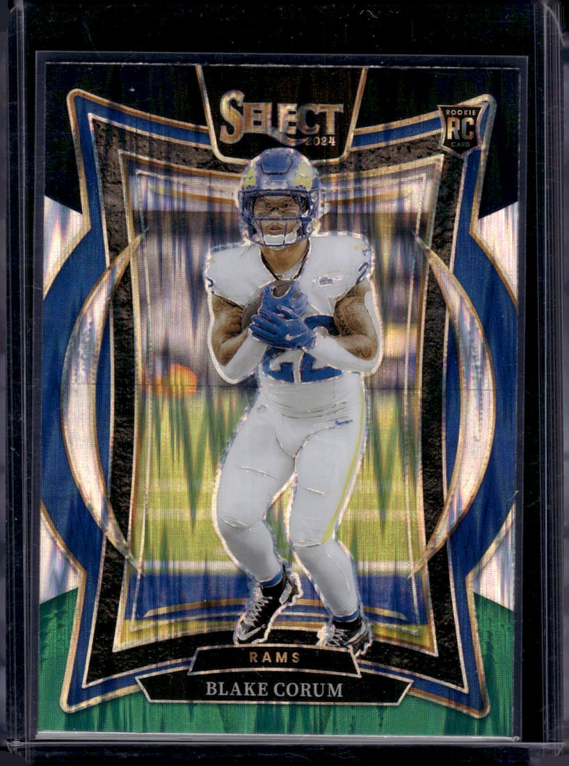 Blake Corum Rookie Card Black/Green Shock Prizm 2024 Panini Select #9 LA Rams (1 of 2)