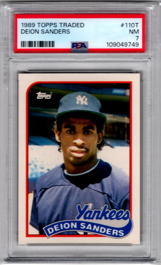 Deion Sanders Rookie Card 1989 Topps Traded #110T PSA 7 Yankees Baseball Card (1 of 2)
