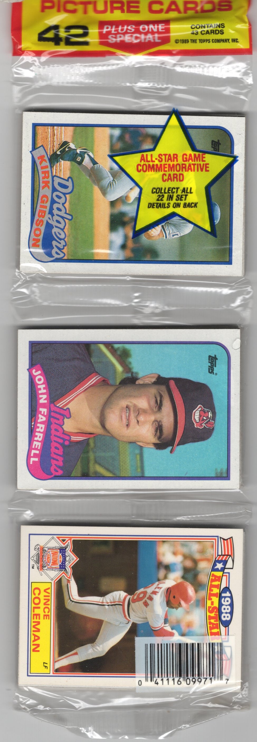 1989 Topps Baseball Cards Hanger Rack Pack 42 Cards Plus 1 Special Card You Receive the Pack: Topps Baseball MLB Trading & Sports Cards, Randy Johnson Rookie Card, Bo Jackson, Cal Ripken, Nolan Ryan, Craig Biggio Rookie Card, Dwight Gooden, Rickey Henderson, Paul Molitor, Allan Trammell, Robin