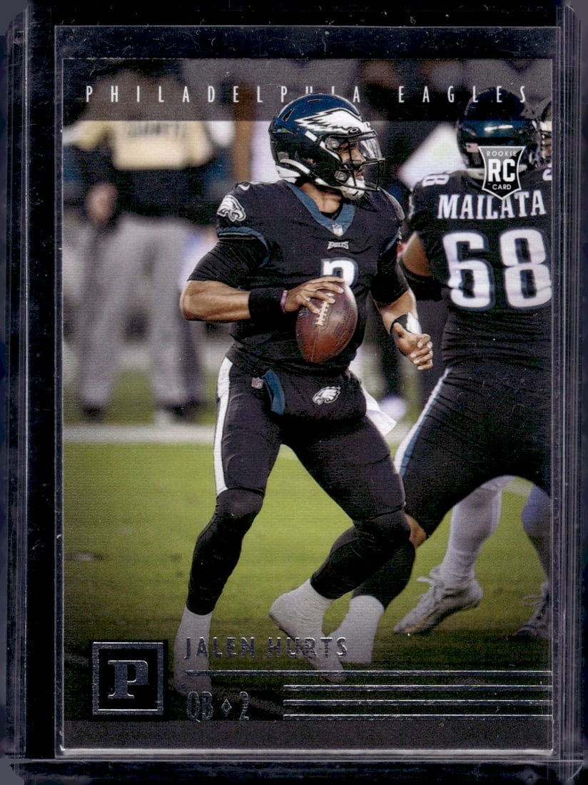 Jalen Hurts Rookie Card 2020 Panini Chronicles Panini #PA-5 Philadelphia Eagles: Panini Select, Prizm, Mosaic, Contenders, Zenith, Phoenix, Illusions, Absolute, Rookie NFL Sports Trading Cards, SP, SSP, Cards, Football Cards for Sale Near Me, Superbowl & Hall of Fame Player Cards,