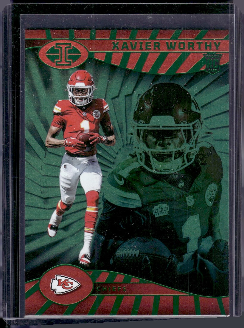 Xavier Worthy Rookie Card Emerald 2024 Panini Illusions #45 Kansas City Chiefs (1 of 2)