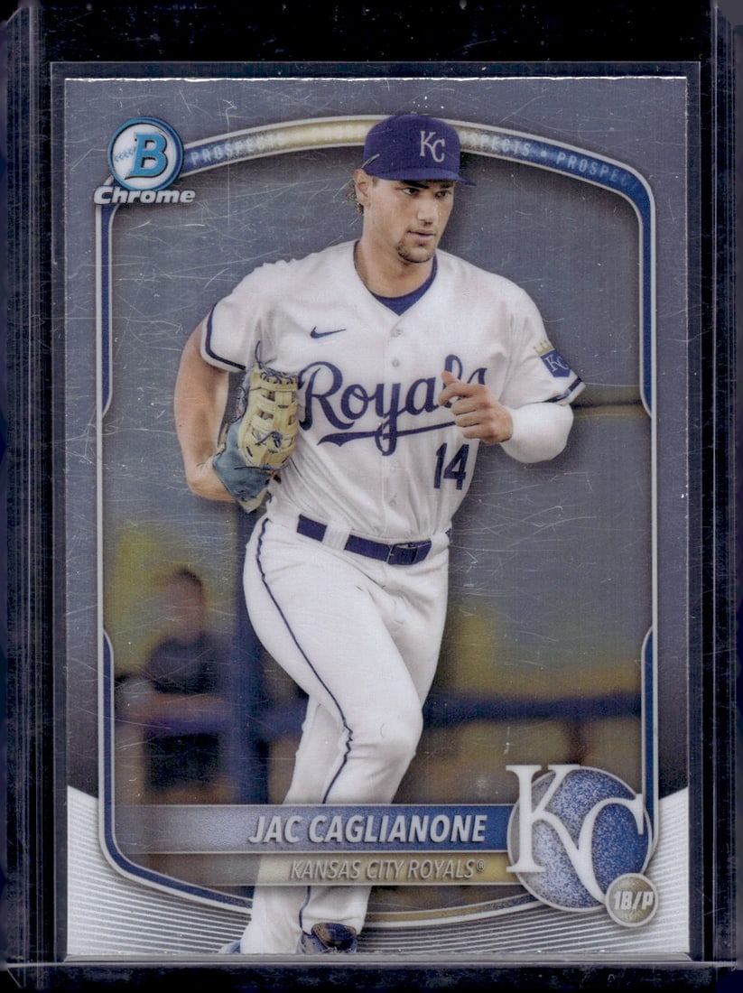 Jac Caglianone Chrome Prospects 2025 Bowman Chrome #BCP-103 Kansas City Royals: Bowman Baseball MLB Trading & Sports Cards, Sports Cards for Sale Near Me, World Series & Hall of Fame Players, SP, SSP, Chrome, 1st Bowman, Auction Memorabilia Lots Sold On Line