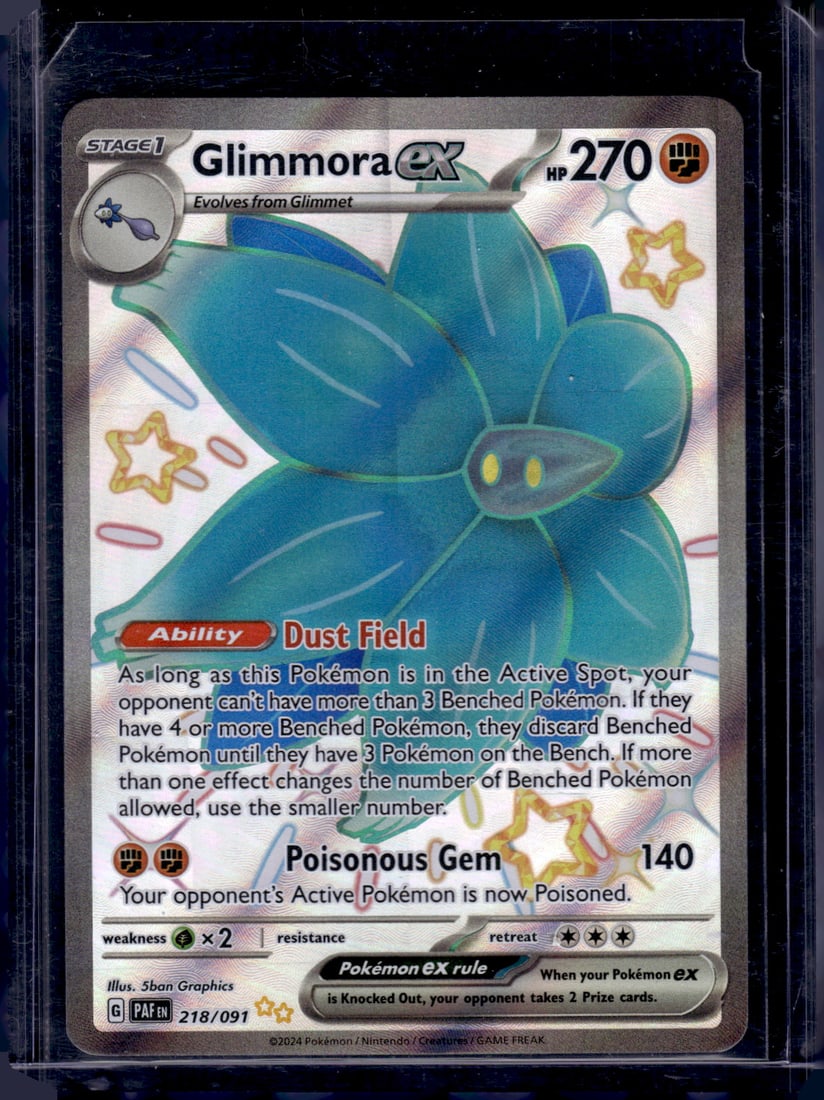 2024 Pokemon Paldean Fates Glimmora Ex Shiny Ultra Rare #218 TCG: Pokemon Trading Card Game Cards, Charizard, Pikachu, Mewto, EX, Referse Holo, Holo Rare Cards, Secret Rare Cards, Full Art Cards, Evee, 3 Stars Ultra Rare Cards, Double Rare, Illustration Rare, Specia