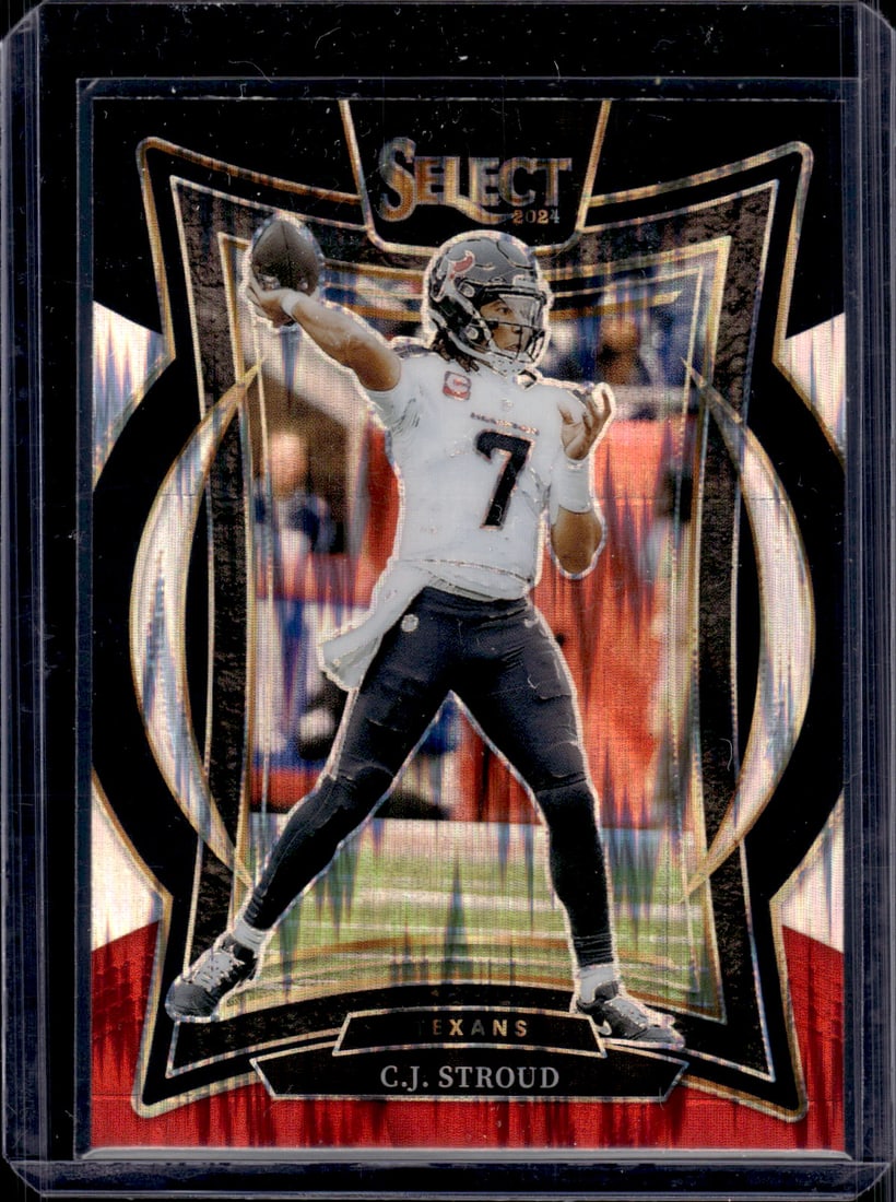 Cj Stroud Black/Red Shock Prizm 2024 Panini Select #42 Houston Texans Football Card: Panini Select, Prizm, Mosaic, Contenders, Zenith, Phoenix, Illusions, Absolute, Rookie NFL Sports Trading Cards, SP, SSP, Cards, Football Cards for Sale Near Me, Superbowl & Hall of Fame Player Cards,