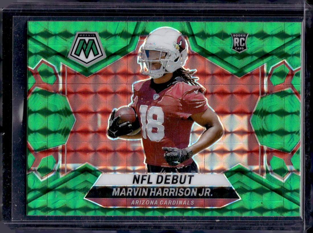 Marvin Harrison Jr. Rookie Card Green Mosaic Prizm 2024 Panini Mosaic #283 Cardinals: Panini Select, Prizm, Mosaic, Contenders, Zenith, Phoenix, Illusions, Absolute, Rookie NFL Sports Trading Cards, SP, SSP, Cards, Football Cards for Sale Near Me, Superbowl & Hall of Fame Player Cards,