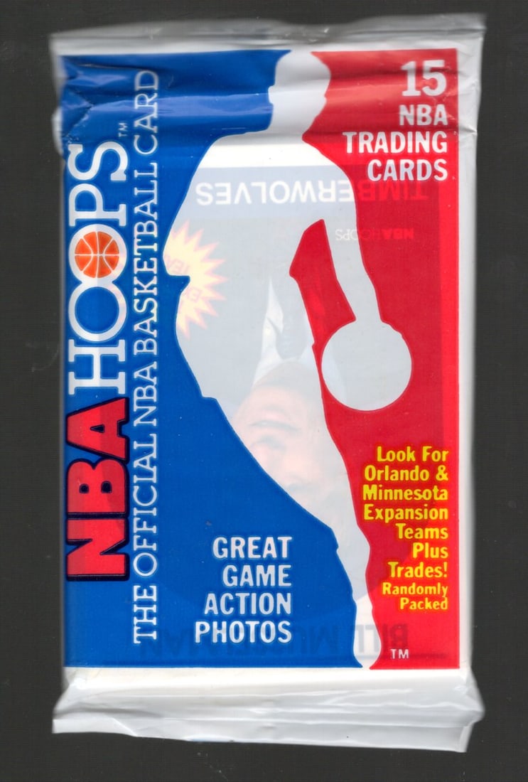 1989 NBA Hoops Vintage Basketball Cards Retail Box Pack New Factory Sealed: Vintage Valuable Basketeball NBA Trading & Sports Cards Sold On Line, Michael Jordan, Chicago Bulls, Magic Johnson, Larry Bird, Old Sports Cards for Sale Near Me, Auction Lots Sold On Line