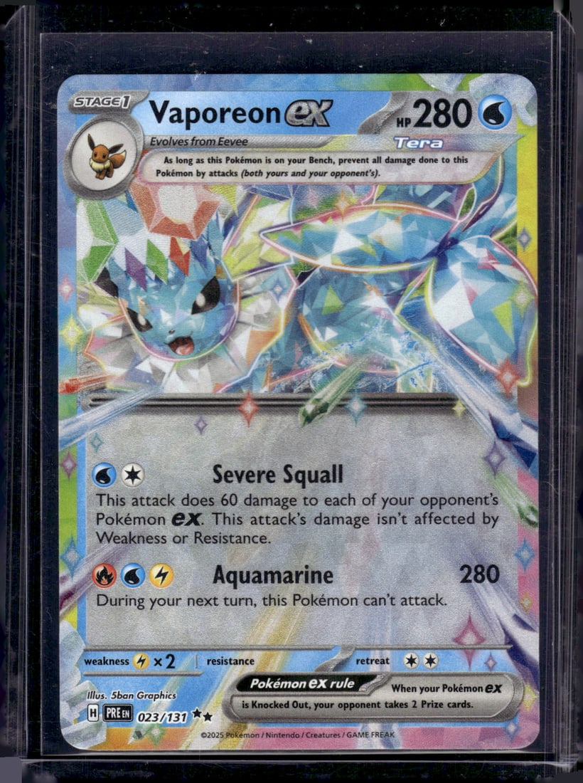 2025 Pokemon Prismatic Evolutions Vaporeon Ex Double Rare #23: Pokemon Trading Card Game Cards, Charizard, Pikachu, Mewto, EX, Referse Holo, Holo Rare Cards, Secret Rare Cards, Full Art Cards, Evee, 3 Stars Ultra Rare Cards, Double Rare, Illustration Rare, Specia