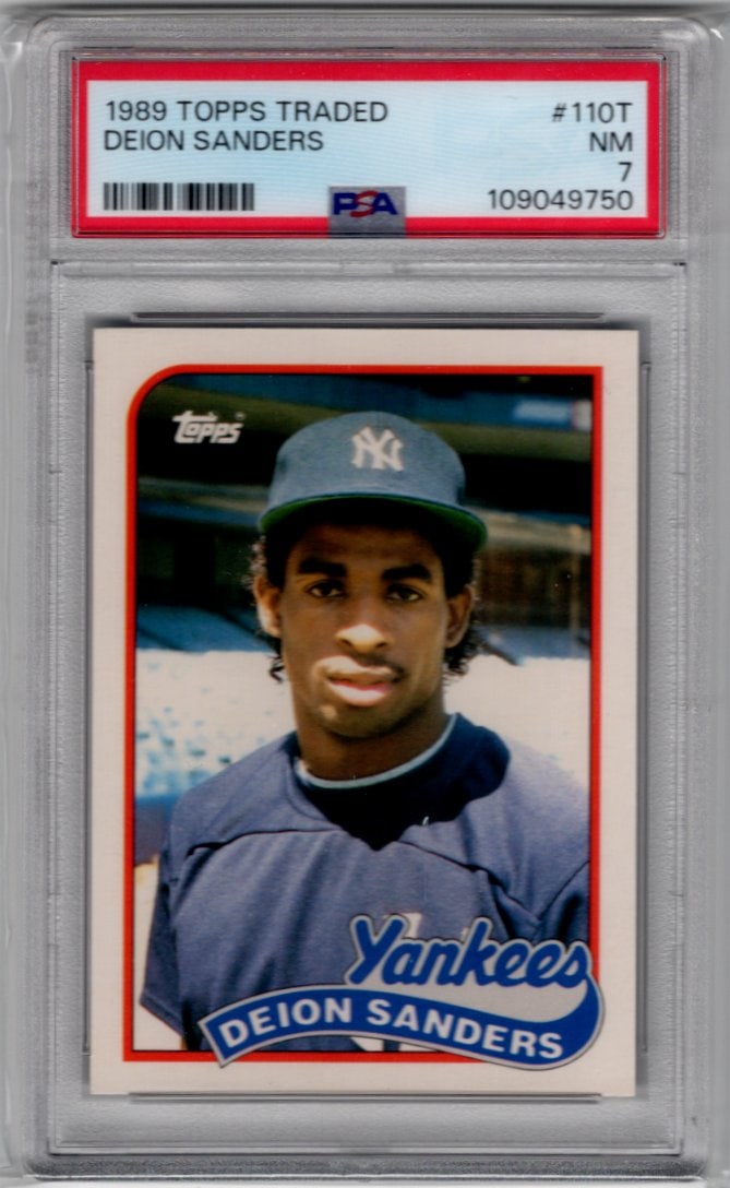 Deion Sanders Rookie 1989 Topps Traded #110T PSA 7 Yankees Baseball Card (1 of 2)