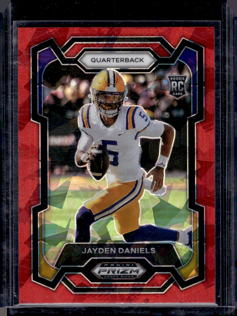 Jayden Daniels Rookie Card Red Cracked Ice 2024 Prizm Draft Picks #108 LSU Tigers (1 of 2)