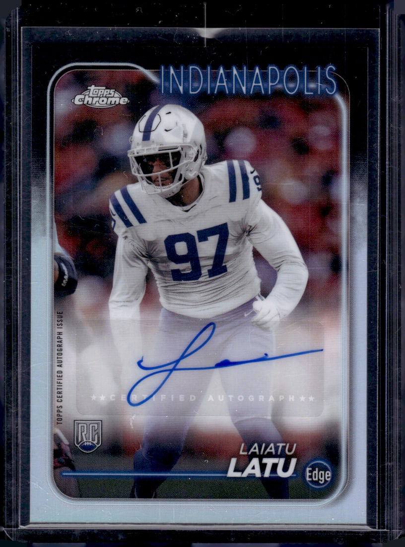 Laiatu Latu Refractor Rookie Auto 2024 Topps Chrome #RA-LLA Colts Football Card (1 of 2)