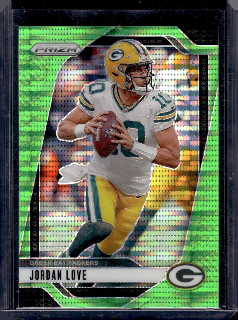 Jordan Love Neon Green Pulsar Prizm 2024 Panini Prizm #101 Green Bay Packers: Panini Select, Prizm, Mosaic, Contenders, Zenith, Phoenix, Illusions, Absolute, Rookie NFL Sports Trading Cards, SP, SSP, Cards, Football Cards for Sale Near Me, Superbowl & Hall of Fame Player Cards,