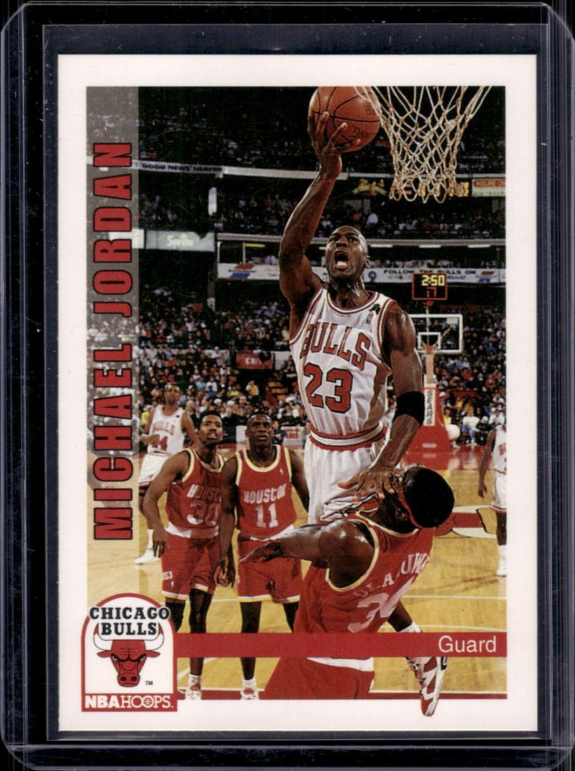 Michael Jordan 1992-93 NBA Hoops #30 Chicago Bulls: Panini Select, Prizm, Mosaic, Contenders, Revolution, Phoenix, NBA Hoops, Rookie NFL Sports Trading Cards, Silver, SP, SSP, Wave Prizms, Numbered Cards, Basketball sports Cards for Sale Near Me, NBA C