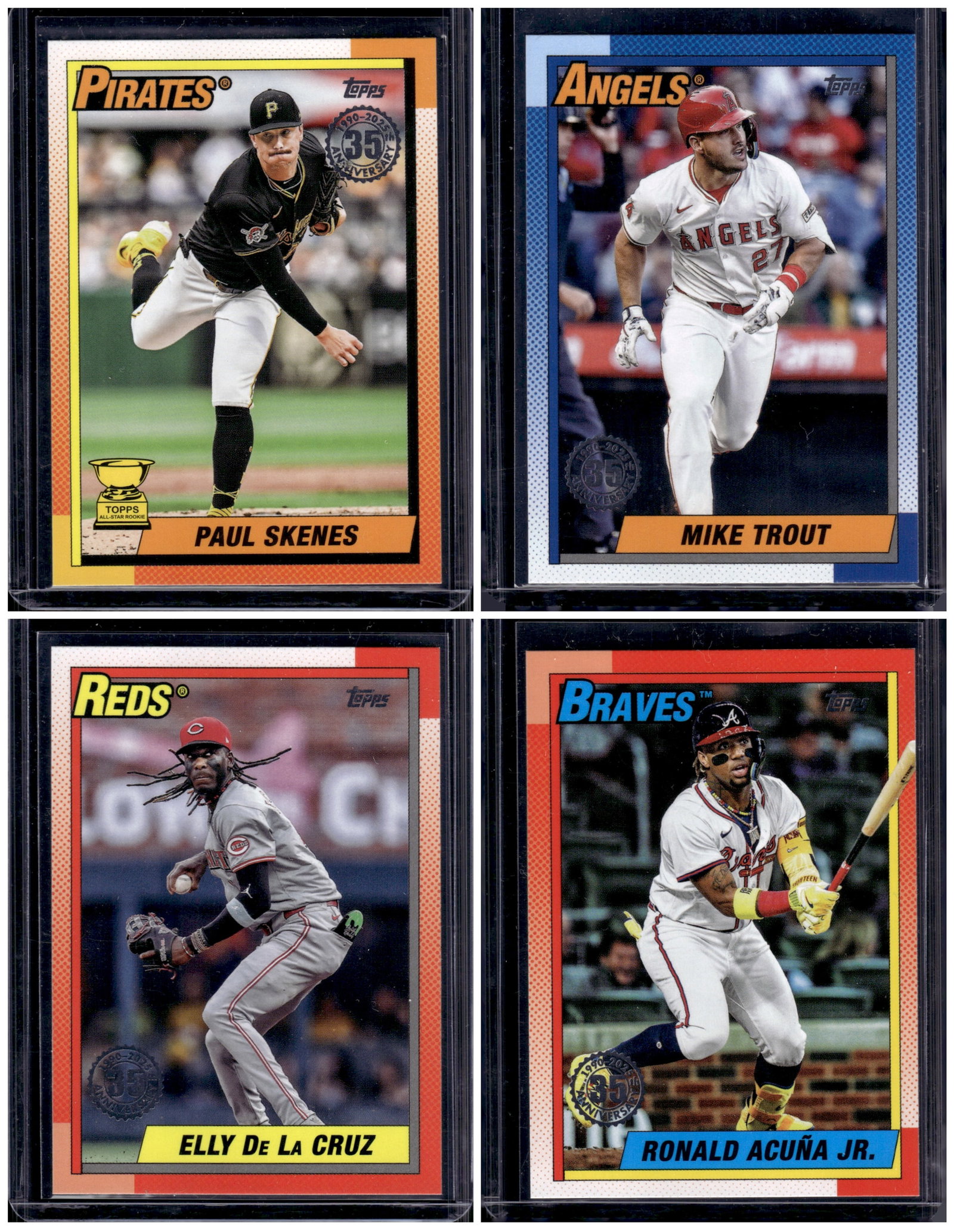 Lot of 4 2025 Topps MLB 35 Anniersary Inserts. Paul Skenes, Mike Trout, Elly De La Cruz, Acuna Jr. (1 of 1)