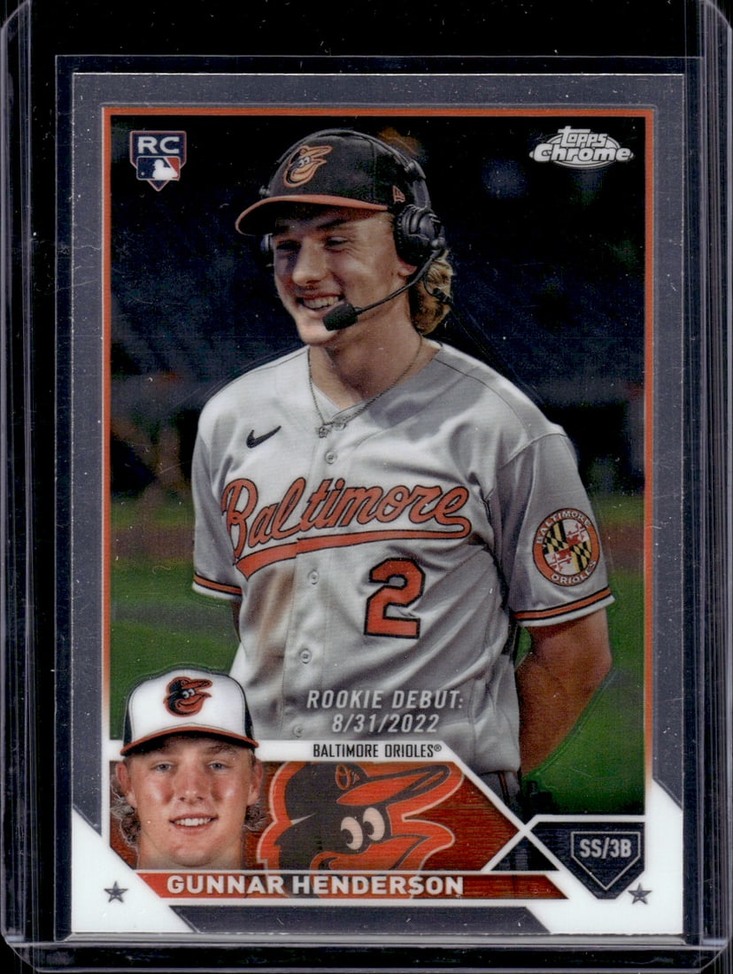 Gunnar Henderson Rookie Card 2023 Topps Chrome #USC208 Baltimore Orioles: Topps Baseball MLB Trading & Sports Cards, Sports Cards for Sale Near Me, World Series & Hall of Fame Players Memorabilia, Refractors, X-Fractors, Numbered, SP, SSP, Valuable Auction Memorabilia Lots 