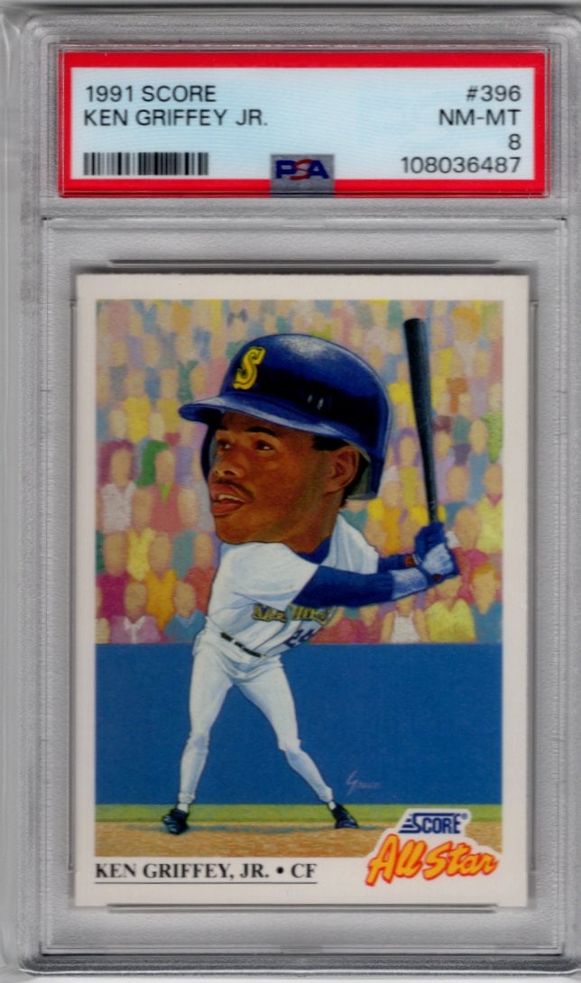 Ken Griffey Jr. 1991 Score #396 PSA 8 Seattle Mariners Baseball Card: Score Vintage Baseball MLB Trading & Sports Cards, Old Sports Cards for Sale Near Me, Auction Memorabilia Lots for Sale On Line, World Series & Hall of Fame Players