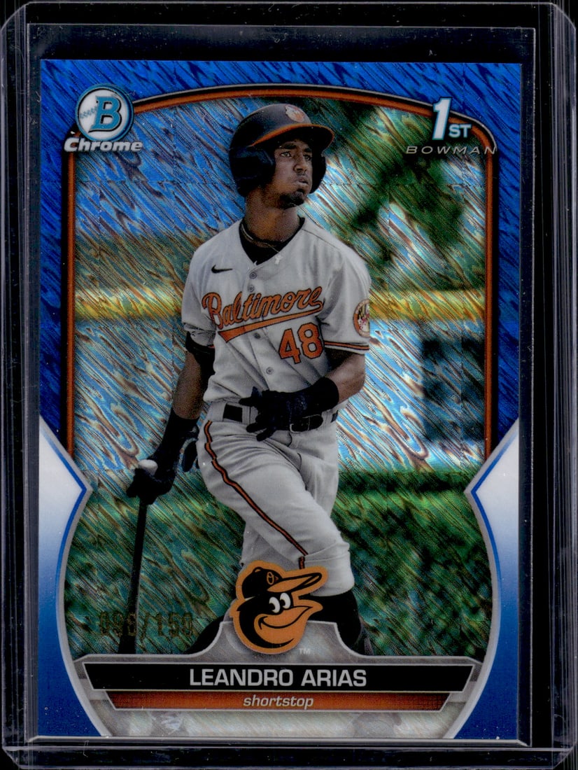 Leandro Arias 1st Bowman Blue Shimmer /150 2023 Bowman Chrome #BCP-84 Orioles (1 of 2)