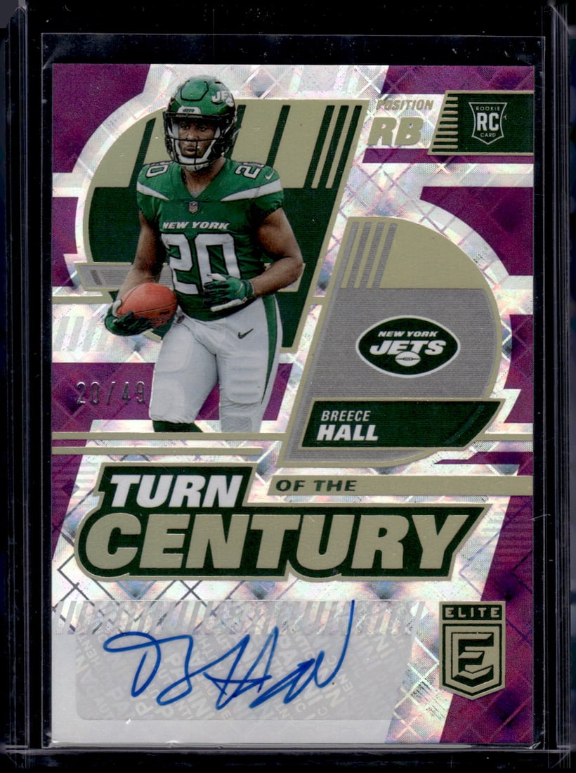 Breece Hall Rookie Auto 20/49 Jersey Match!! 2022 Donruss Elite #TC-14 New York Jets (1 of 2)
