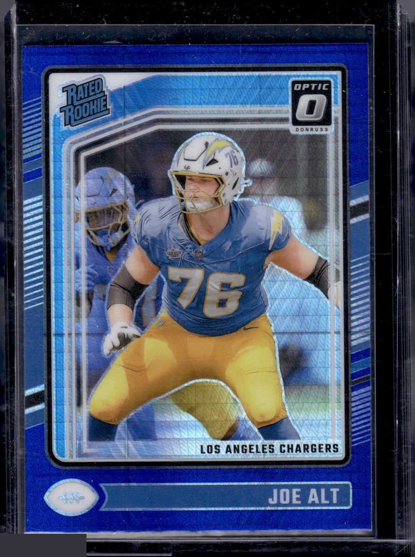 Joe Alt Rookie Card Blue Hyper 2024 Donruss Optic #254 Chargers: Panini Select, Prizm, Mosaic, Contenders, Zenith, Phoenix, Illusions, Absolute, Rookie NFL Sports Trading Cards, SP, SSP, Cards, Football Cards for Sale Near Me, Superbowl & Hall of Fame Player Cards,