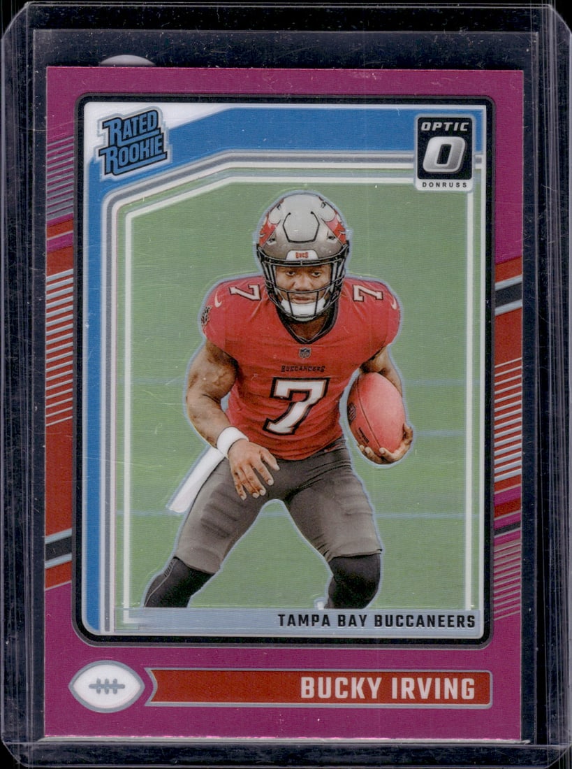 Bucky Irving Rookie Card Pink Prizm 2024 Donruss Optic #216 Tampa Bay Buccaneers (1 of 2)