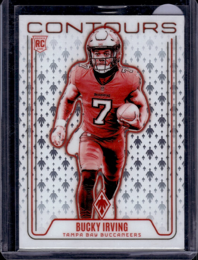 Bucky Irving Rookie Card Contours 2024 Panini Phoenix #CON-BIG Buccaneers: Panini Select, Prizm, Mosaic, Contenders, Zenith, Phoenix, Illusions, Absolute, Rookie NFL Sports Trading Cards, SP, SSP, Cards, Football Cards for Sale Near Me, Superbowl & Hall of Fame Player Cards,