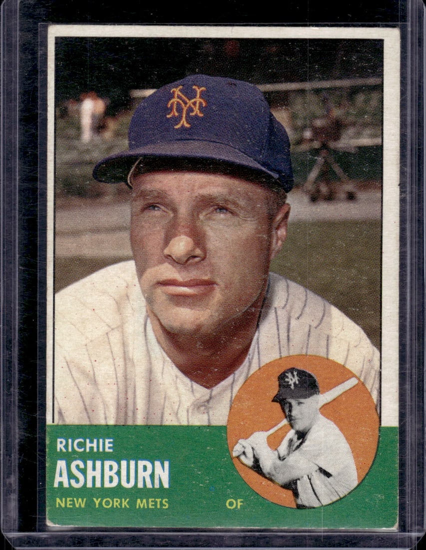 Richie Ashburn 1963 Topps #135 New York Mets Vintage Baseball Card: Topps Baseball MLB Trading & Sports Cards, Sports Cards for Sale Near Me, World Series & Hall of Fame Players Memorabilia, Refractors, X-Fractors, Numbered, SP, SSP, Valuable Auction Memorabilia Lots